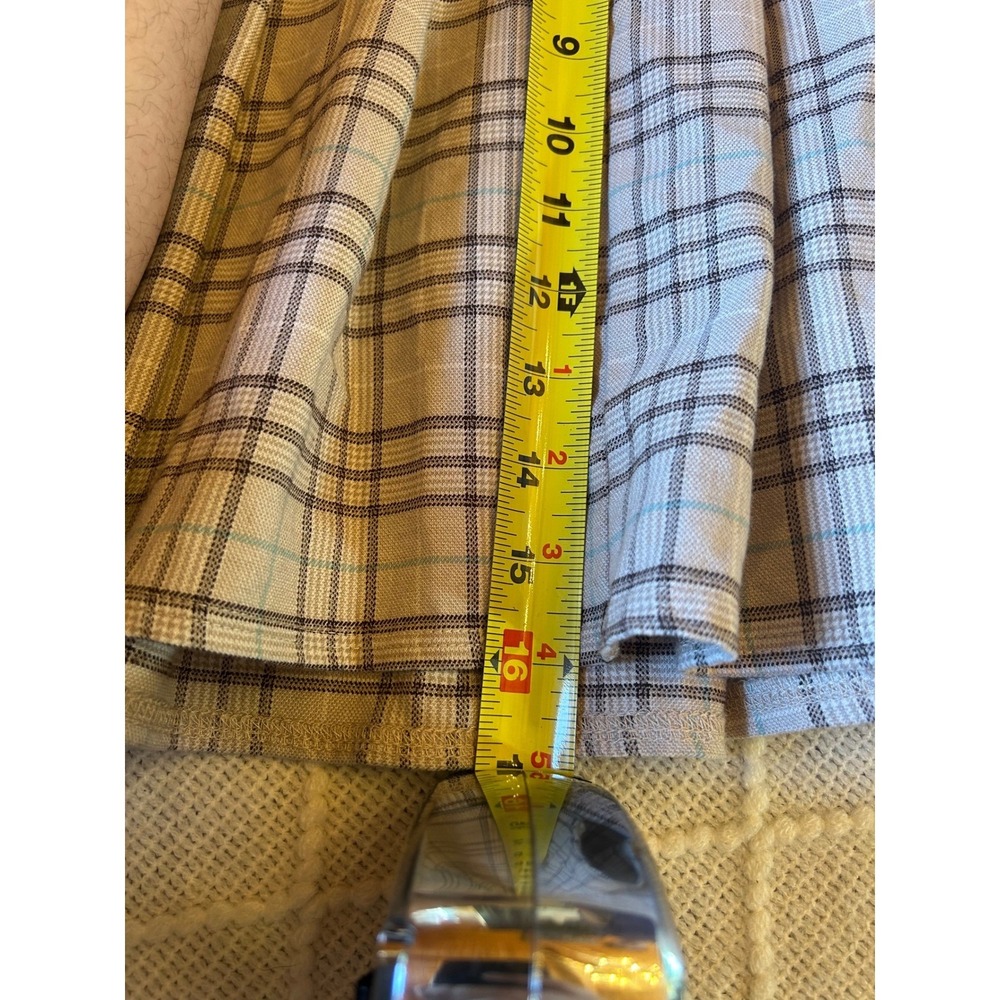Windsor Plaid Pleated Mini Skirt Beige Blue Brown Women M Academia Preppy Y2K - Picture 7 of 7